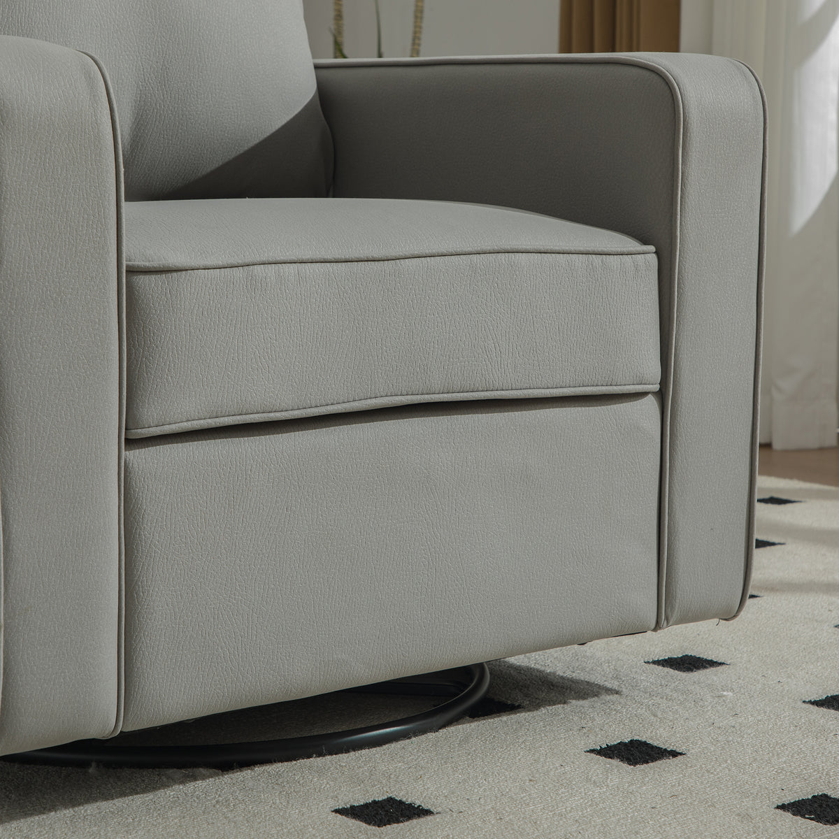 33.6''W Upholstered 360° Swivel Armchair with Hidden Storage