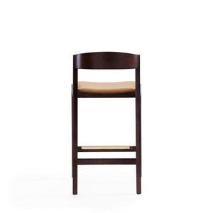 Klismos Wood Upholstered Counter Stool in Camel