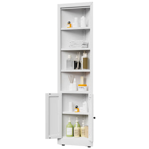 Tall Corner Storage Cabinet With 2 Doors, 5-Tier With Adjustable Shelve, Freestanding - White