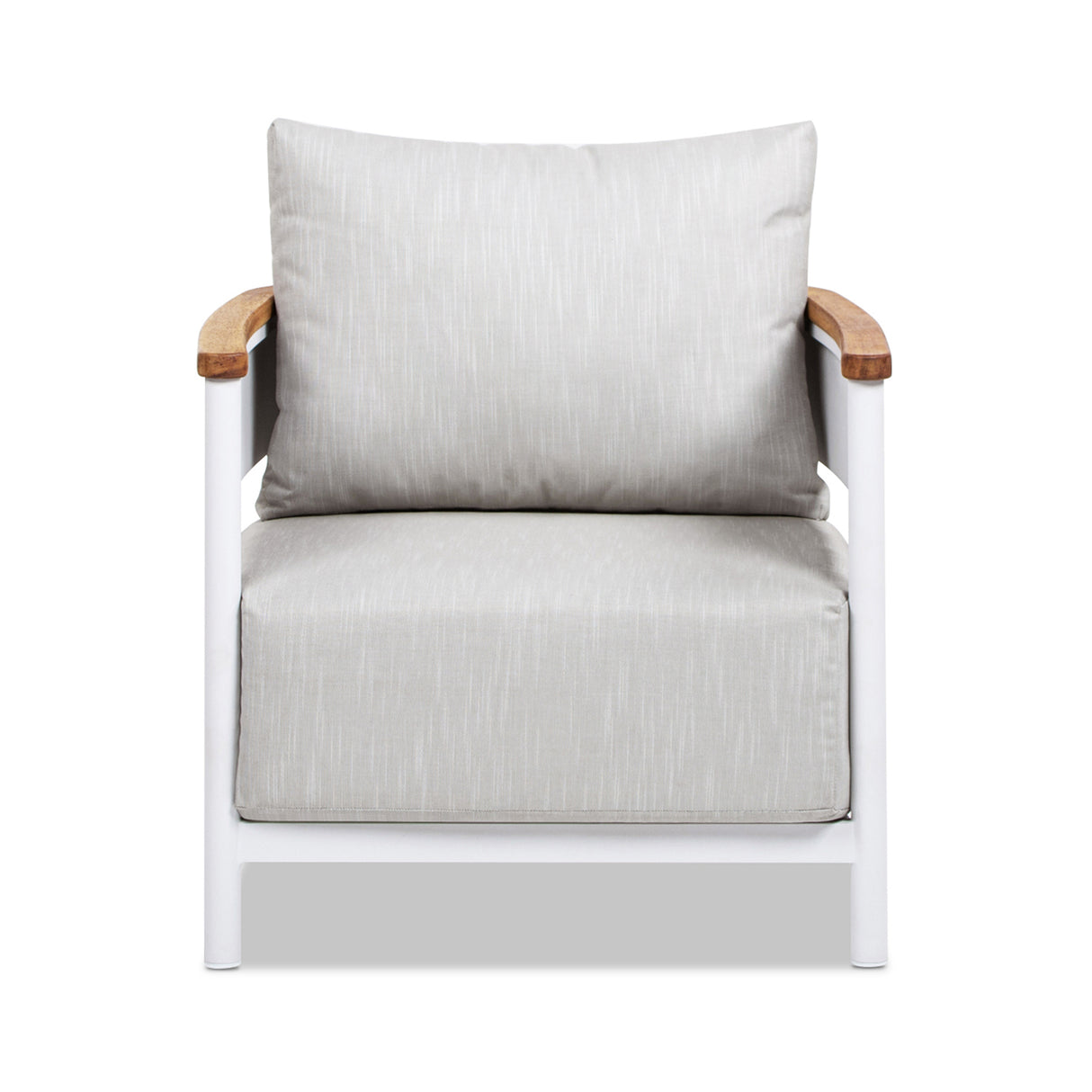 Rhodes 29" Upholstered Teak & Aluminum Patio Arm Chair Birch