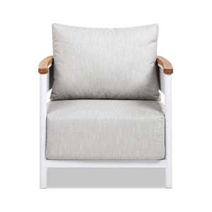 Rhodes 29" Upholstered Teak & Aluminum Patio Arm Chair Birch