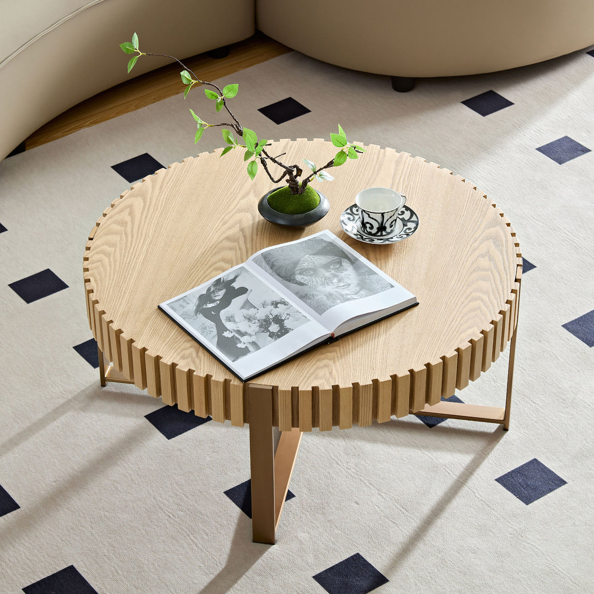 Modern Handcraft Drum Coffee Table