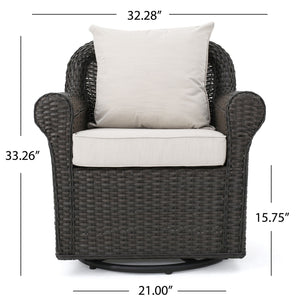 Amaya - Outdoor Swivel Rocker Chair With Water Resistant Cushions - Brown / Beige