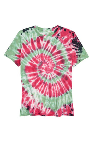 Treasure & Bond Kids' Relaxed Fit Graphic Tee in Green/Pink Tie Dye