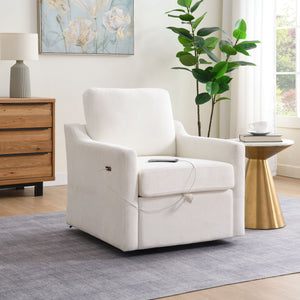 Swivel Arm Chair With USB Type-C Charging And Book Pocket