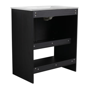 Modern Bathroom Vanity With Ceramic Sink, Freestanding Cabinet, Soft Closing Doors