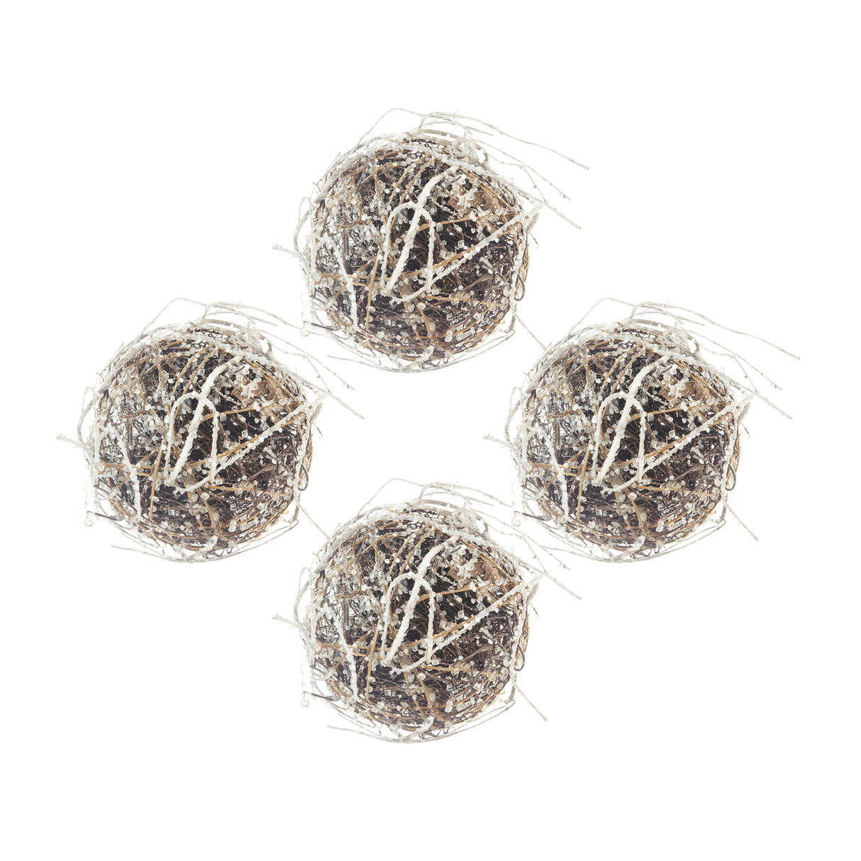 D6" Iced Twig Ball - Set of 4 Christmas Ornaments
