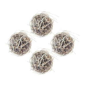 D6" Iced Twig Ball - Set of 4 Christmas Ornaments