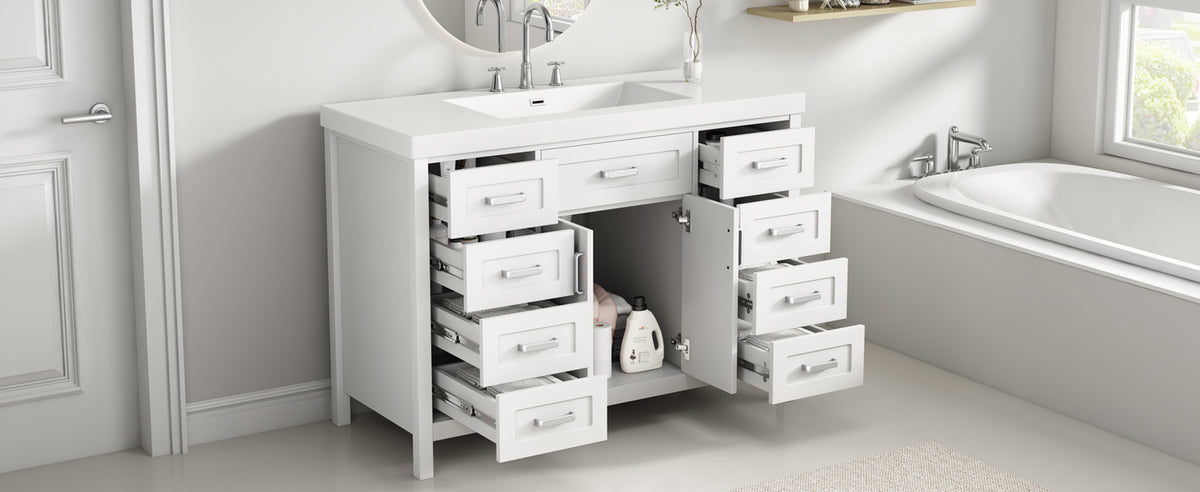 48" Bathroom Vanity with Sink, 2 Doors and 8 Drawers