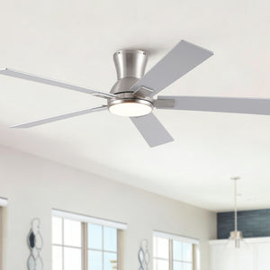 Low Profile Flush Mount Intergrated LED Ceiling Fan With Light And Reversible Quiet Motor