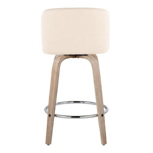 Toriano - Modern Design Fixed Height Counter Stool With Swivel With Round Footrest (Set of 2)