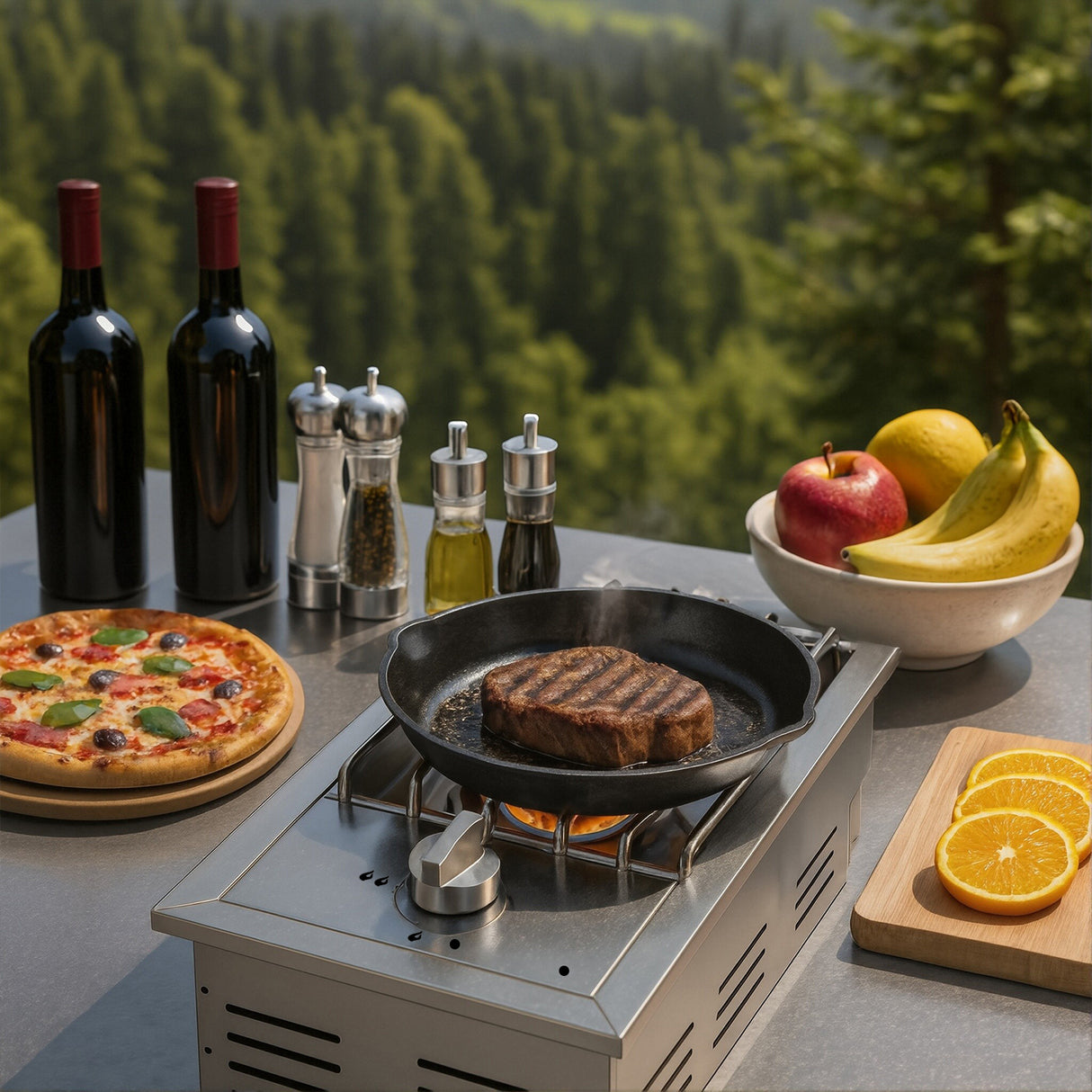 Single Grilling Side Burner, 15,000BTU Liquid Propane