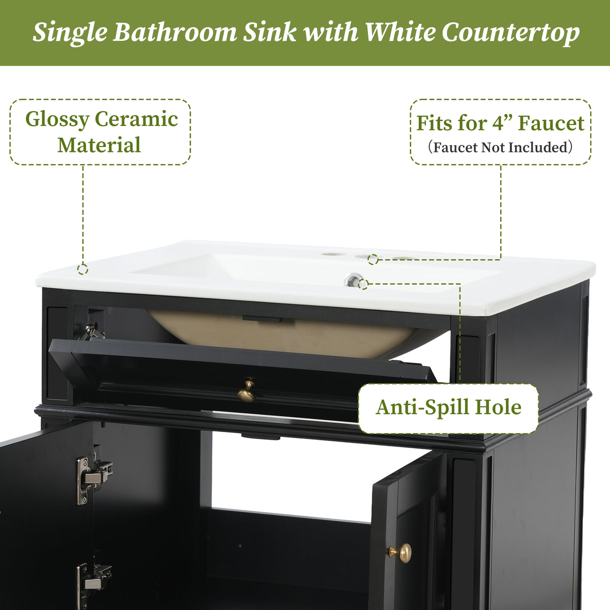 24" Wall Mounted Modern Bathroom Vanity