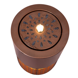 20.87"H Brown Metal Cutout Fountain with LED Lights