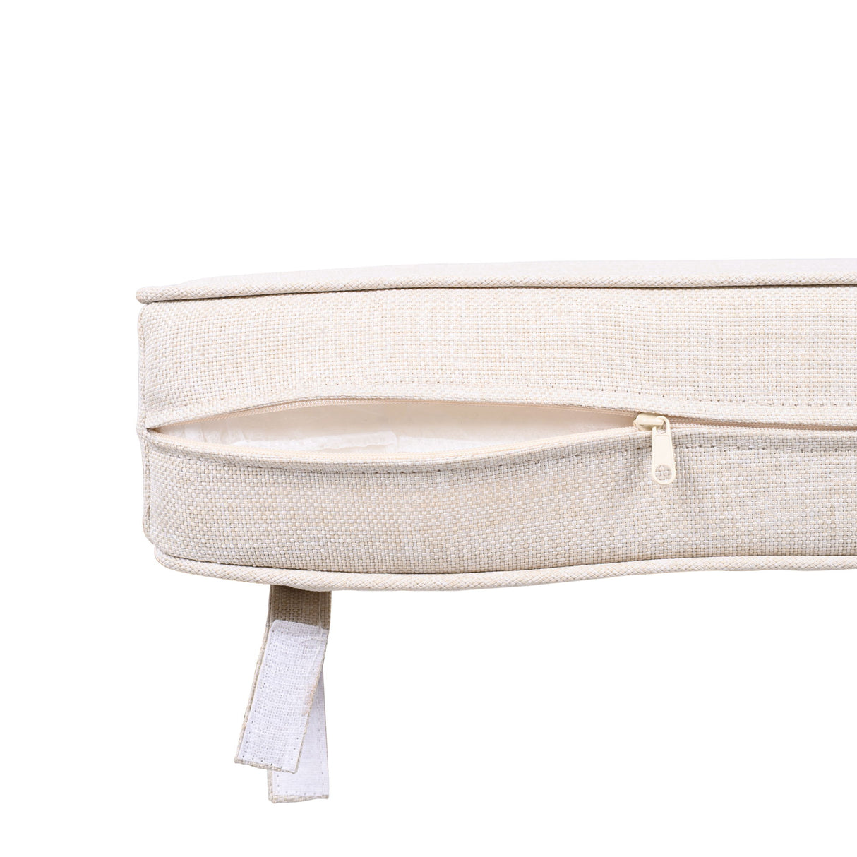 Outdoor Club Chair With Rope Arm And Cushions - Beige / Teak