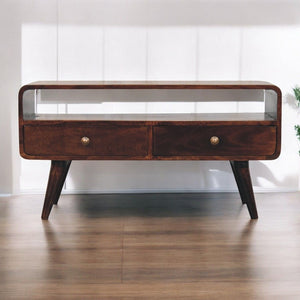 Solid Wood Curved Media Unit