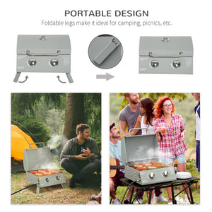 Outsunny 2 Burner Propane Gas Grill Outdoor Portable Tabletop BBQ