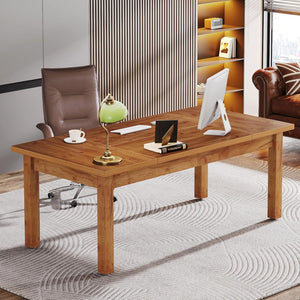 Executive Desk With Legs - Natural / Light Brown