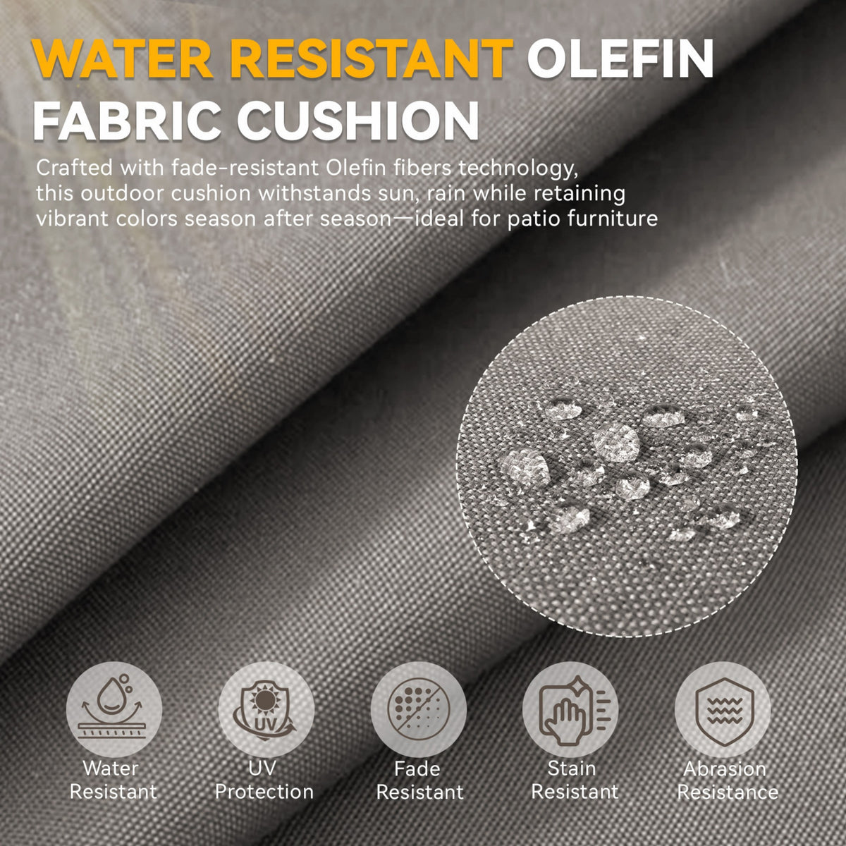 6 Inch Thick Outdoor Chair Cushion Set - Gray