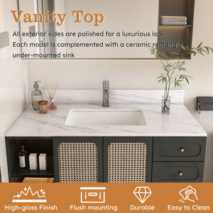 Bianco Carrara Venato Marble Vanity Top With Pre Drilled Faucet Hole And Undermount Sink