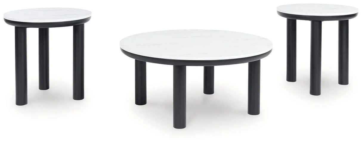 Xandrum - Occasional Table Set (Set of 3) - Black / White - Best Buy Furniture