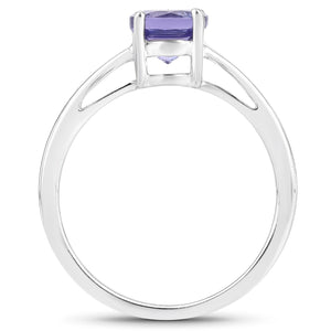 0.95 Carat Genuine Tanzanite .925 Sterling Silver Ring