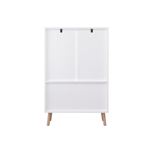 Toy Storage Cabinet With Doors And Open Shelf, Toddler Bookshelf For Playroom - White