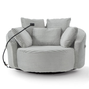 Swivel Accent Barrel Chair With Adjustable Phone Holder