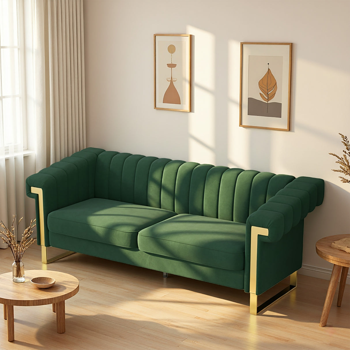 FX-P81-RG2 Retro Velvet 3-Seater Sofa