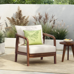 Outdoor Lounge Chair With Woven Backrest, Solid Wood Frame, Comfortable Cushions - Best Buy Furniture
