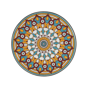 Round Ceramic Outdoor Side Table, Colorful + Black