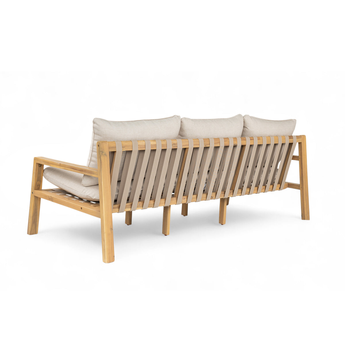Outdoor Acacia Wood Woven Sofa With Cushions
