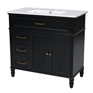 Bathroom Vanity With Sink, 2 Doors 2 Drawers, Freestanding Design