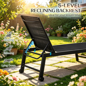Comfortable Pool Chair: Outdoor Chaise Lounge with Wheels