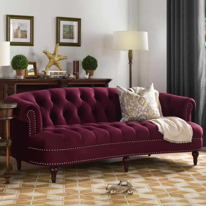 Victorian Chesterfield Tufted Sofa with Kiln-Dried Hardwood Frame - Dark Green, Dark Red, Blue