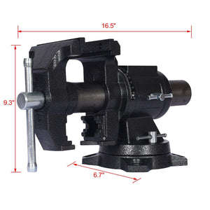 Heavy Duty 5" Multi Jaw Rotating Bench Vise with 360° Swivel Base and Head