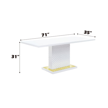Gaines - High Gloss Dining Table With Pedestal Base