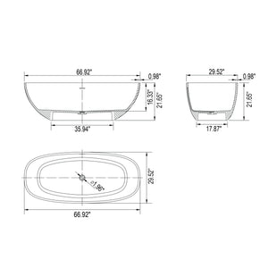 Soaking Bathtub, Freestanding, Solid Surface - Matte White