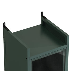 Glass Door Cabinet With Tier Storage