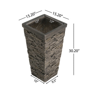 Tall Stone-Effect Square Planter