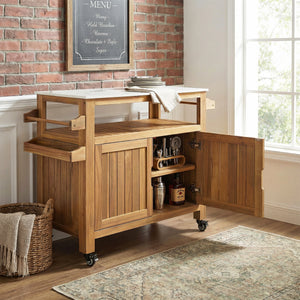 Murphy Outdoor Patio Acacia Wood Bar Cart