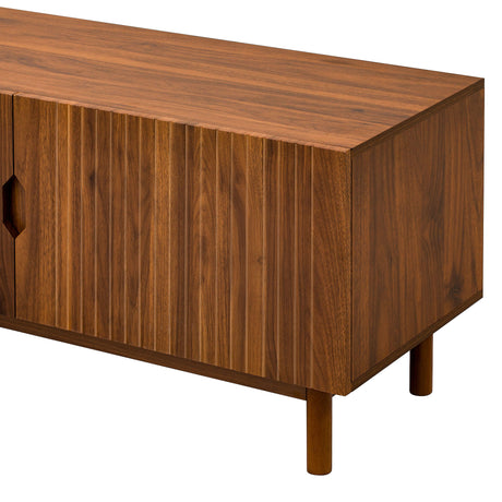 TV Stand With Legs, Media Console, 4 Cabinets For Living Room - Natural Wood
