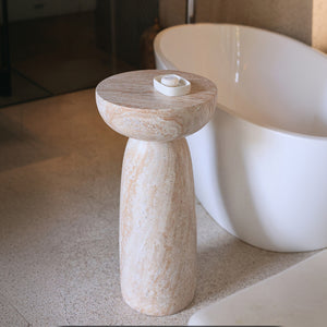 Natural Stone Grain Mushroom Shape Side Table
