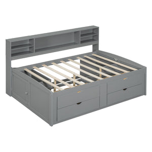 Daybed With 2 Bedside Cabinets, Upper Shelves And 4 Drawers