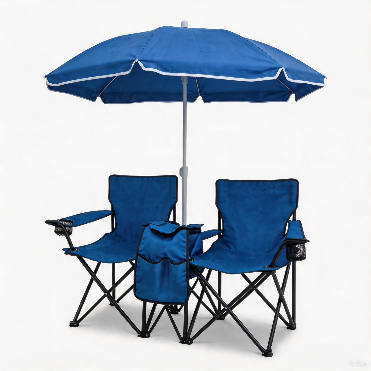 Portable Double Folding Beach Chair Set with Umbrella