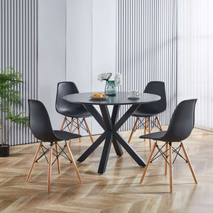 Table Mid-Century Dining Table For 4 - 6 People With Round Table Top, Pedestal Dining Table, End Table Leisure Coffee Table, Cross Leg