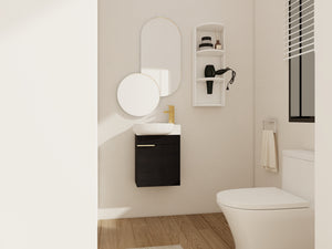 Soft Close Doors Bathroom Vanity With Sink and Storage Rack, 16 Inch