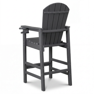 HDPE Bar Height Adirondack Chair with Cup Holder - Gray