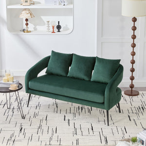 Open Back Loveseat Settee With 3 Pillows