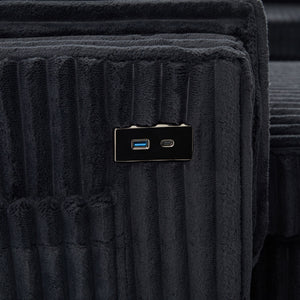 Convertible U-Shaped Sectional Sofa Bed With USB Ports And Storage